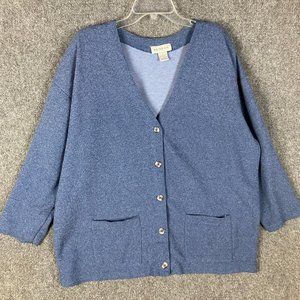 Metro 212 Cardigan Women's Large Long Sleeve Blue Polyester Blend Adults L